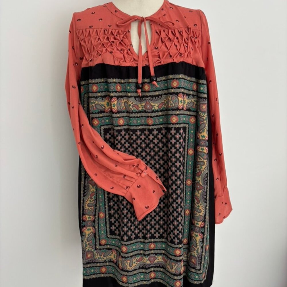 Reimagined upcycled boho mixed media blouse